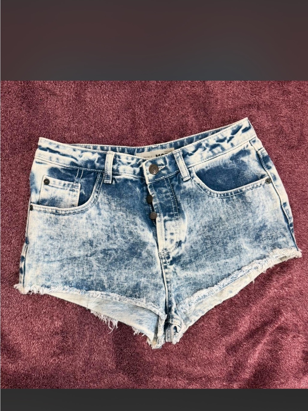 Topshop Acid Wash Denim Cutoff Shorts - Light Blue